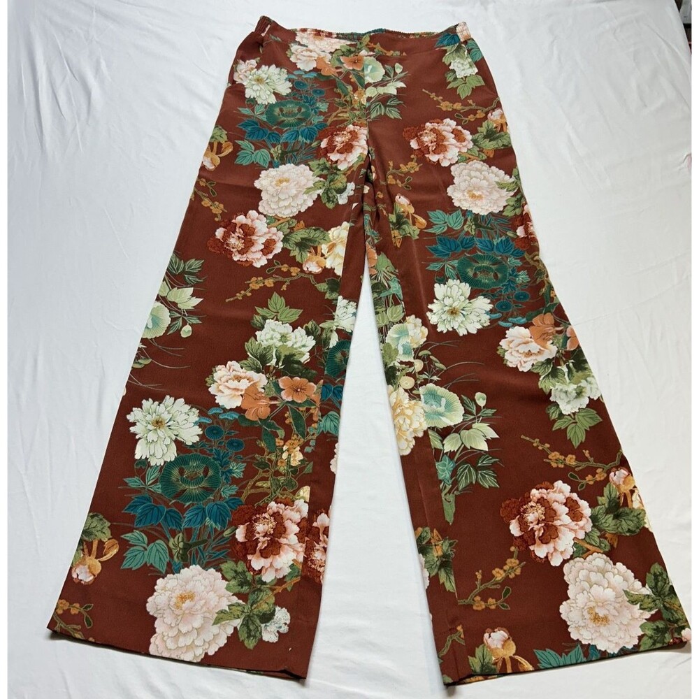Chico's Botanical Palazzo Wide-Leg Breezy Flowy Pants Sz 2